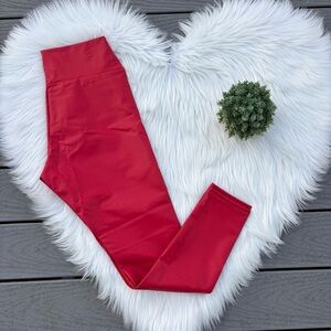 Red Faux Leather Leggings